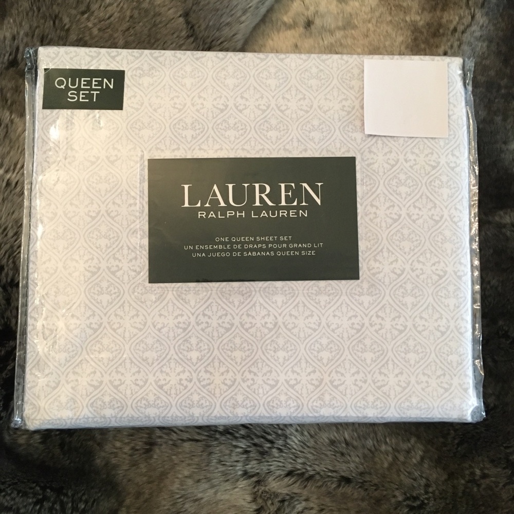 NWT Ralph Lauren Damask Scroll Queen 4pc Sheet Set